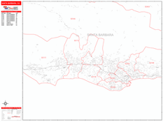 Santa Barbara Digital Map Red Line Style